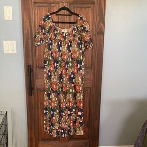 NATURAL LIFE  “Daisy” Colorful Floral Maxi Dress Midi